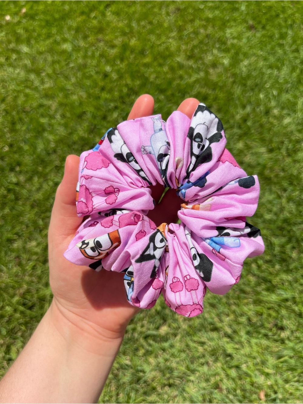 Handmade Pink Bluey Scrunchies